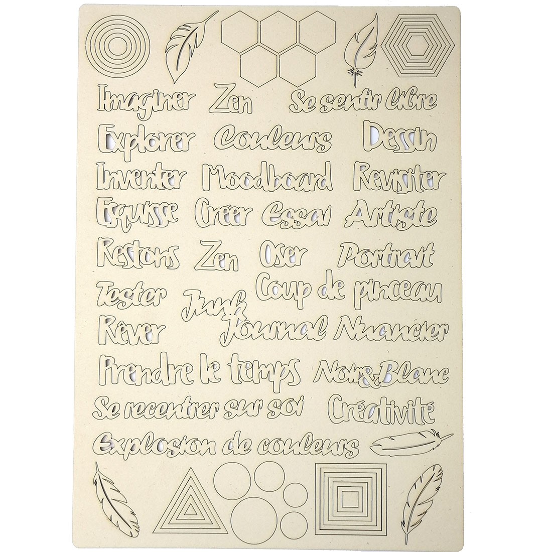 Ensemble de mots et motifs pour Junk Journal sur planche au Format A4 SCRAPMOUSET