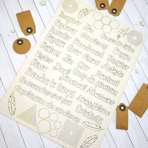Ensemble de mots et motifs pour Junk Journal sur planche au Format A4 SCRAPMOUSET