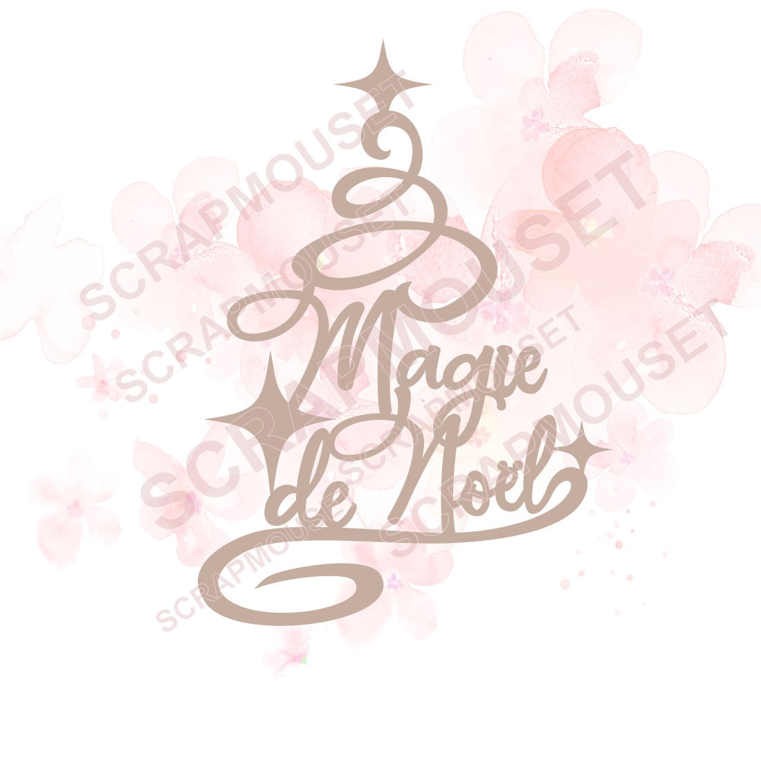 Mot Magie de Noël en forme de sapin en carton bois SCRAPMOUSET