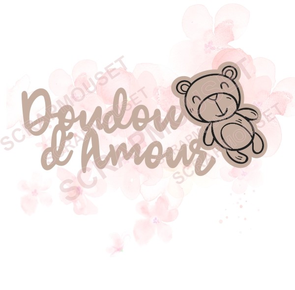 Mot Doudou d'amour en carton bois SCRAPMOUSET