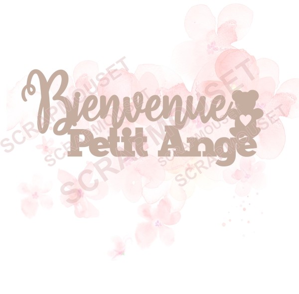 Mot Bienvenue petit ange en carton bois SCRAPMOUSET