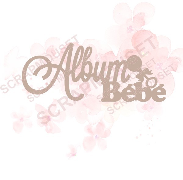 Mot Album bébé avec petit hochet en carton bois SCRAPMOUSET