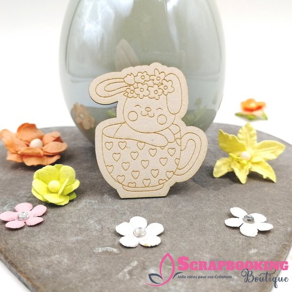 Lot de 3 chipboards lapins fleuris de Printemps SCRAPMOUSET