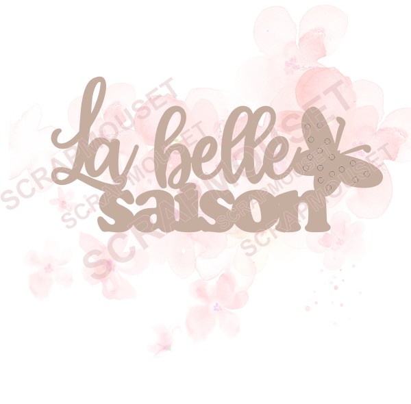 Mot La belle saison avec papillon en carton bois SCRAPMOUSET