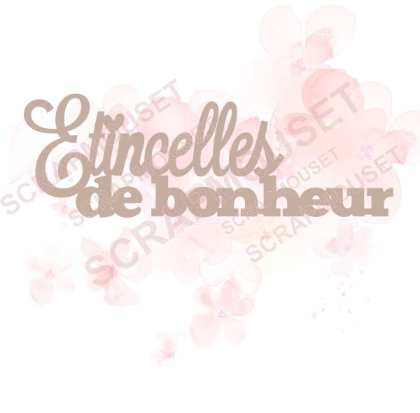 Mot Etincelles de bonheur en carton bois SCRAPMOUSET