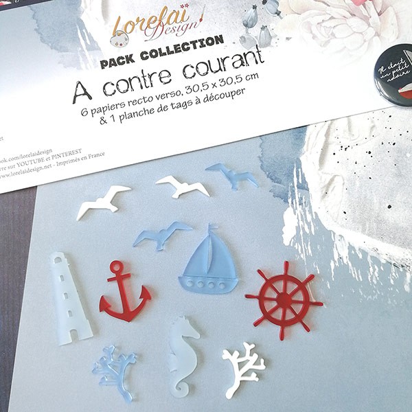 Collection de 11 embellissements en Acrylique thème marin SCRAPMOUSET