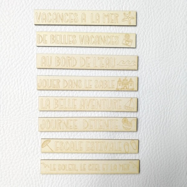 Lot de 8 étiquettes gravées thème Mer carton bois SCRAPMOUSET
