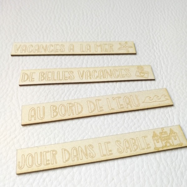 Lot de 8 étiquettes gravées thème Mer carton bois SCRAPMOUSET