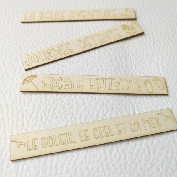Lot de 8 étiquettes gravées thème Mer carton bois SCRAPMOUSET