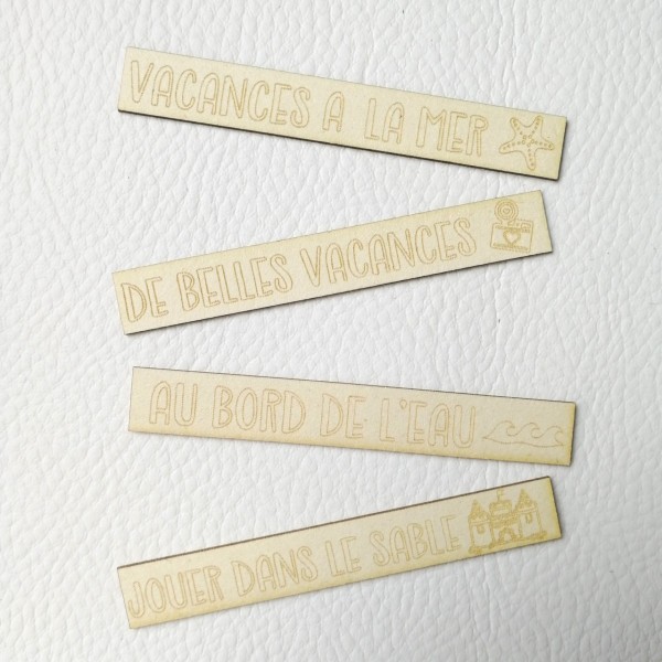Lot de 8 étiquettes gravées thème Mer carton bois SCRAPMOUSET