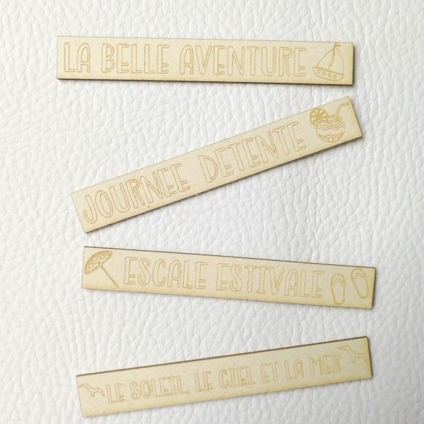 Lot de 8 étiquettes gravées thème Mer carton bois SCRAPMOUSET