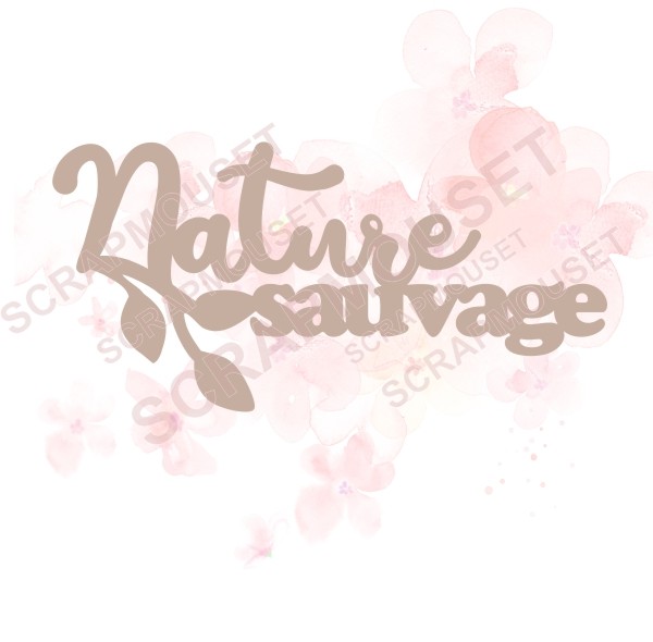 Mot Nature sauvage avec feuillage en carton bois SCRAPMOUSET