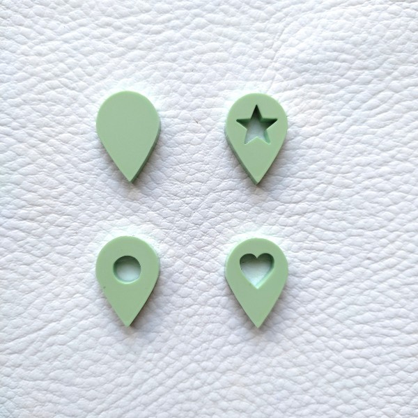 Lot de 4 géotags avec motifs en acrylique couleur vert pastel SCRAPMOUSET