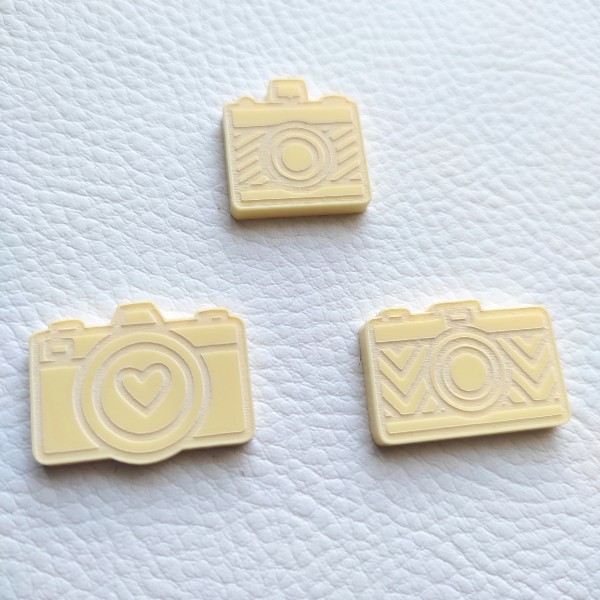 Lot de 3 appareils photos gravés en acrylique couleur citron SCRAPMOUSET