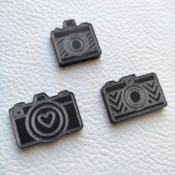 Lot de 3 appareils photos gravés acrylique noir mat SCRAPMOUSET
