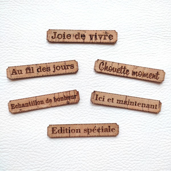 Lot de 6 étiquettes thème Moments en liège de couleur marron SCRAPMOUSET