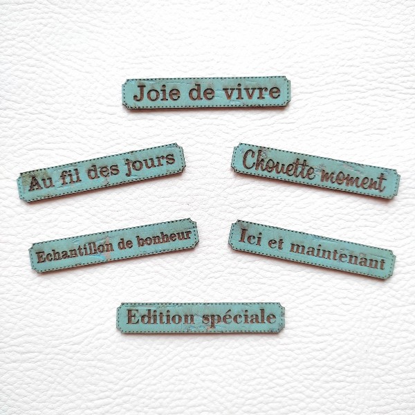 Lot 6 étiquettes thème Moments en liège de couleur bleu océan SCRAPMOUSET
