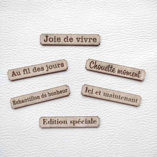 Lot 6 étiquettes thème Moments en liège de couleur beige SCRAPMOUSET