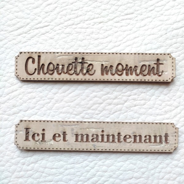 Lot 6 étiquettes thème Moments en liège de couleur beige SCRAPMOUSET