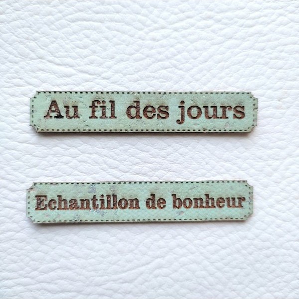 Lot 6 étiquettes thème Moments en liège couleur vert d'eau SCRAPMOUSET