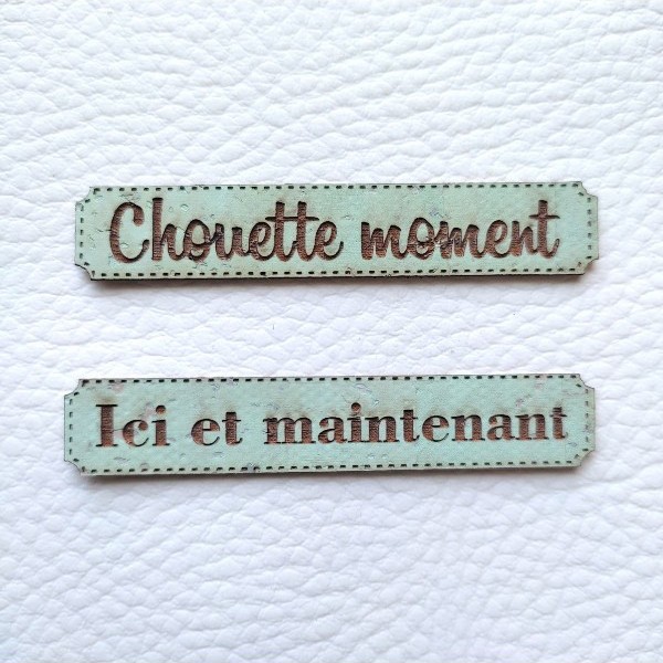 Lot 6 étiquettes thème Moments en liège couleur vert d'eau SCRAPMOUSET