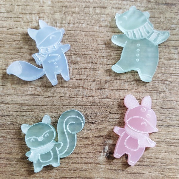Ecureuil, renard, ours et faon en acrylique SCRAPMOUSET