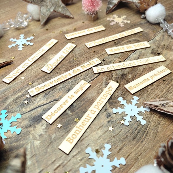 Lot de 10 étiquettes sur la thématique de Noël en carton bois SCRAPMOUSET