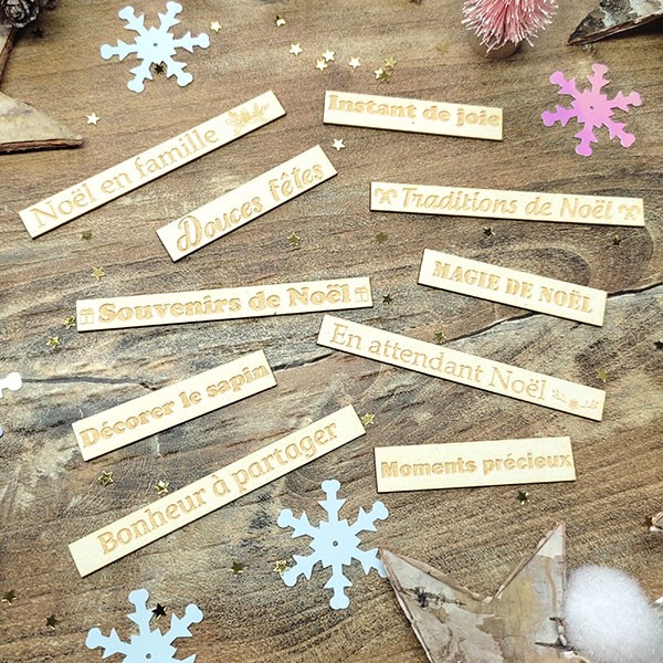 Lot de 10 étiquettes sur la thématique de Noël en carton bois SCRAPMOUSET