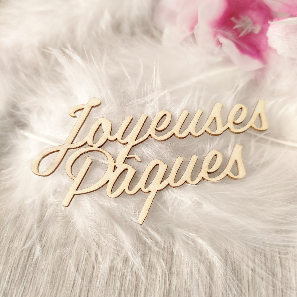 Mot Joyeuses Pâques en carton bois SCRAPMOUSET