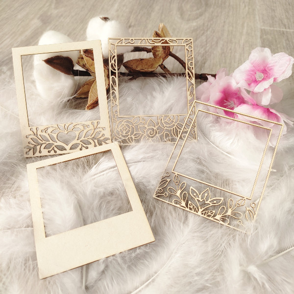 Lot 4 cadres polaroïd Printemps en carton bois SCRAPMOUSET