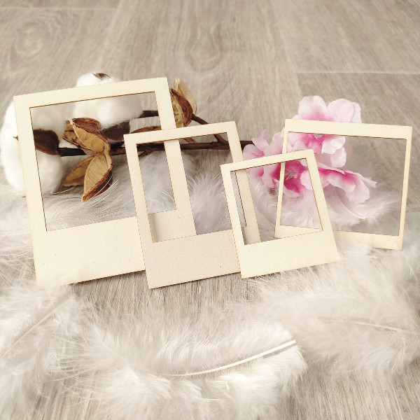 Lot 4 cadres polaroïd grand modèle en carton bois SCRAPMOUSET