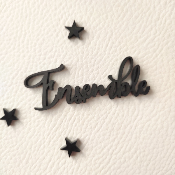 Mot Ensemble et ses 3 petites étoiles en acrylique noir mat SCRAPMOUSET