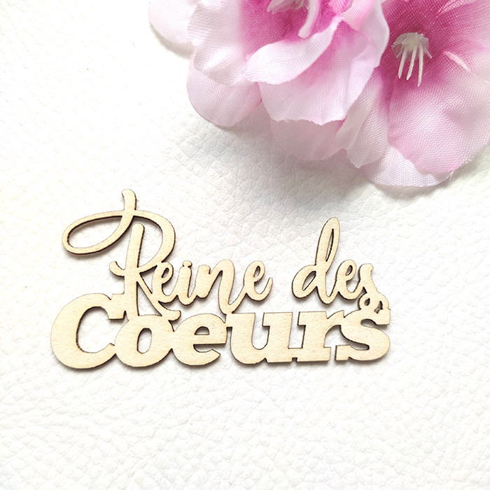Mot Reine des cœurs en carton bois SCRAPMOUSET