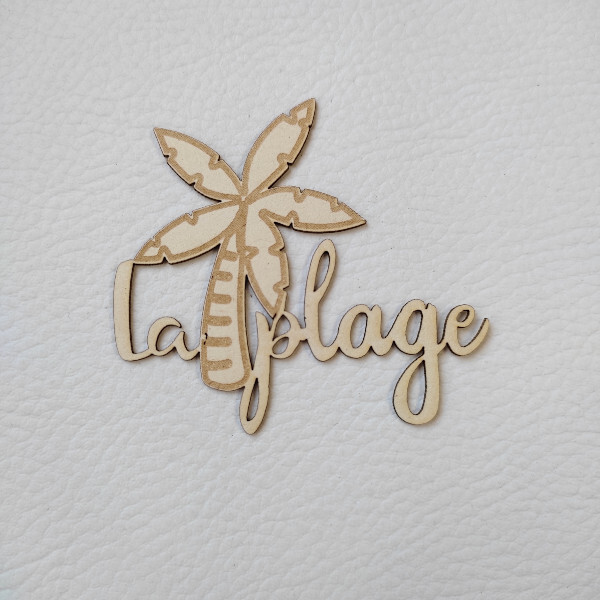 Mot La plage avec palmier en carton bois SCRAPMOUSET