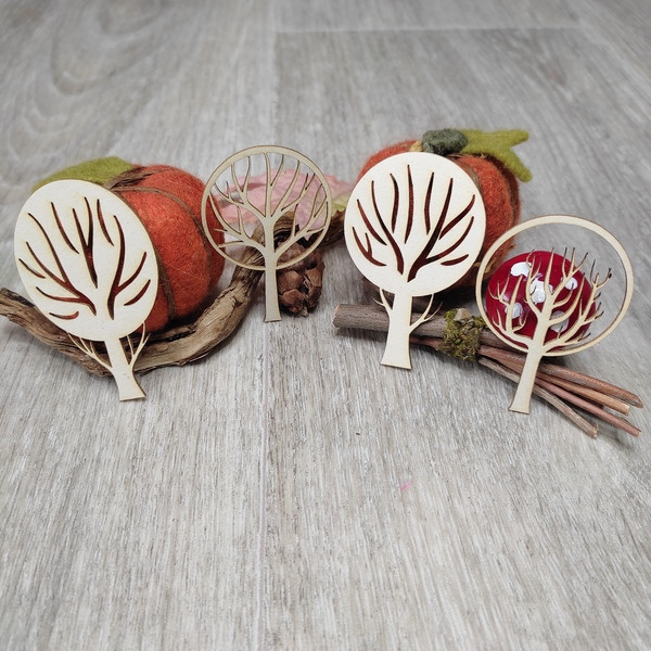 Lot 4 arbres d'automne en carton bois SCRAPMOUSET