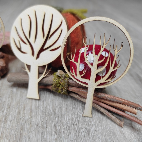 Lot 4 arbres d'automne en carton bois SCRAPMOUSET