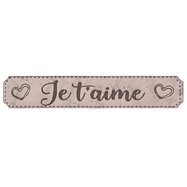 Étiquette en liège Je t'aime avec deux motifs coeur couleur beige clair SCRAPMOUSET