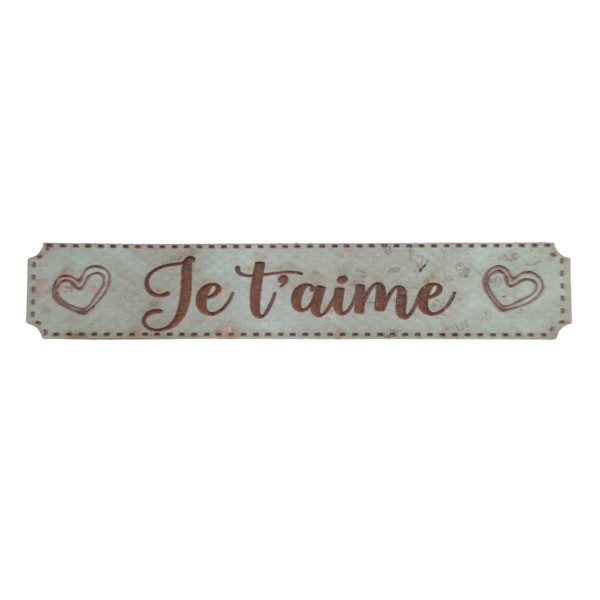 Etiquette en liège Je t'aime avec deux motifs coeur couleur vert d'eau SCRAPMOUSET