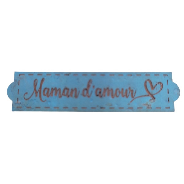 Étiquette en liège Maman d'amour avec un motif cœur couleur bleu océan SCRAPMOUSET