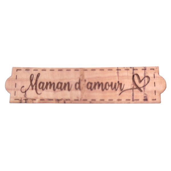 Étiquette en liège Maman d'amour avec un motif cœur couleur liège naturel SCRAPMOUSET