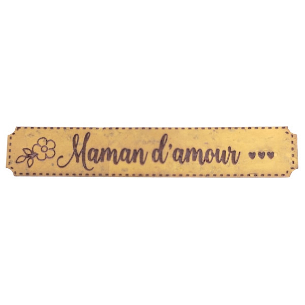 Étiquette en liège Maman d'amour avec un motif floral couleur jaune SCRAPMOUSET