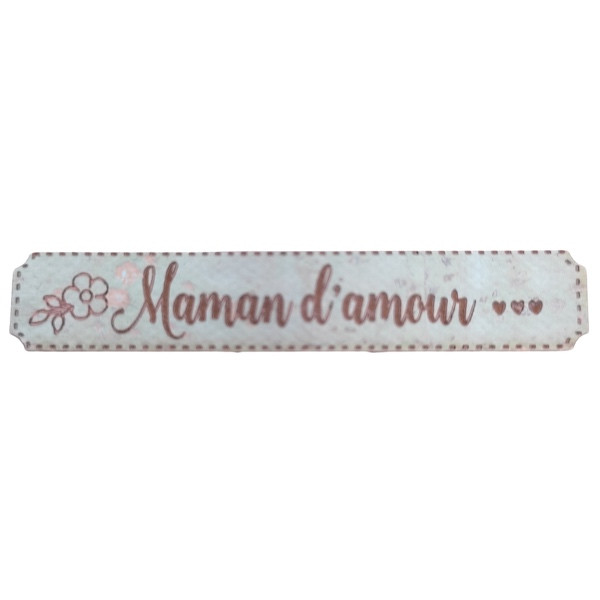 Étiquette en liège Maman d'amour avec un motif floral couleur vert d'eau SCRAPMOUSET