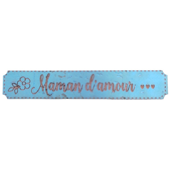 Étiquette en liège Maman d'amour avec un motif floral couleur bleu océan