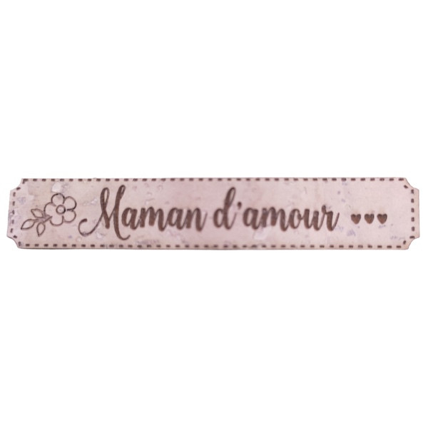 Étiquette en liège Maman d'amour avec un motif floral couleur beige clair