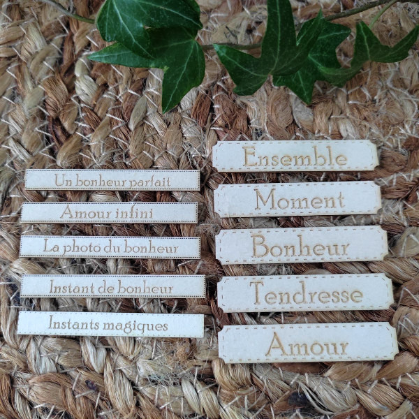 Lot étiquettes gravées carterie thème Amour  SCRAPMOUSET