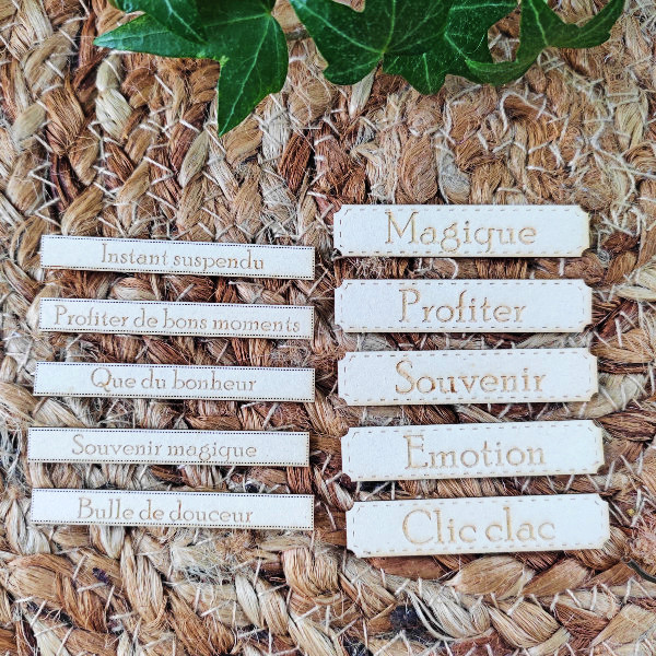 Lot étiquettes gravées carterie thème Emotion  SCRAPMOUSET