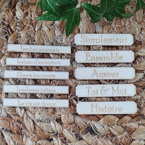 Lot étiquettes gravées carterie thème Romantique  SCRAPMOUSET