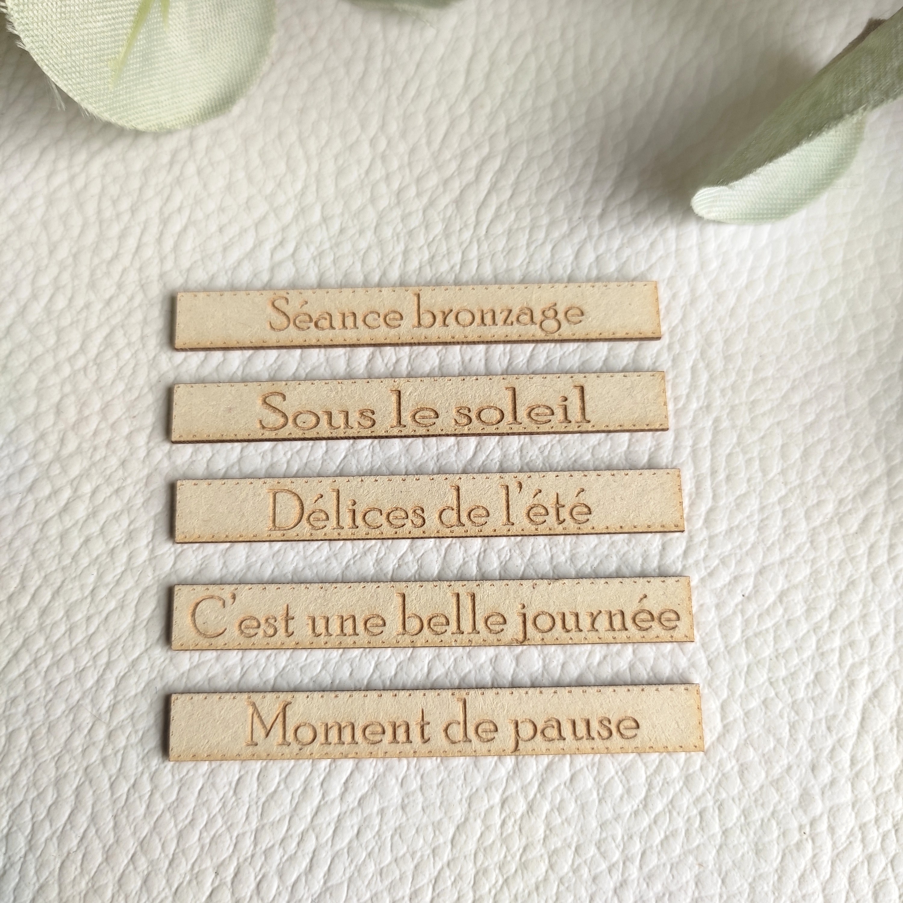 Lot de 10 étiquettes thème estival en carton bois SCRAPMOUSET