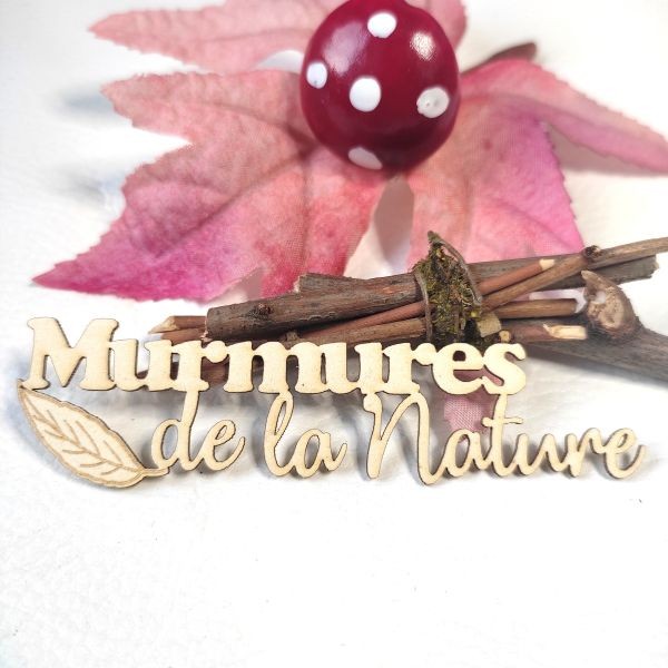Mot Murmures de la Nature avec feuille en carton bois SCRAPMOUSET