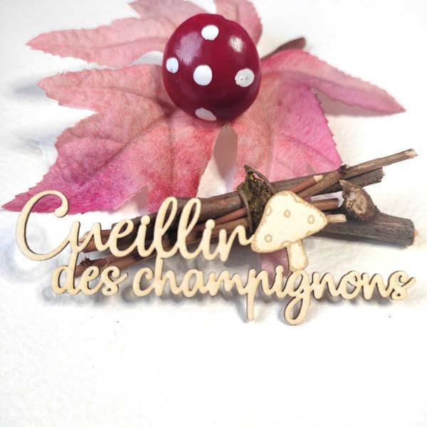 Mot Cueillir des champignons en carton bois SCRAPMOUSET